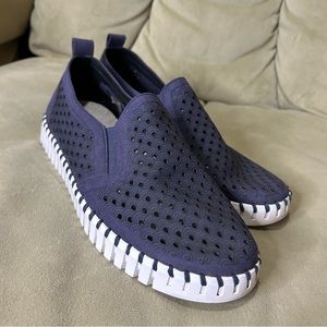 ILSE JACOBSEN Womens Navy Blue Tulip 139 Perforated Slip On Sneakers EU 40 US 10